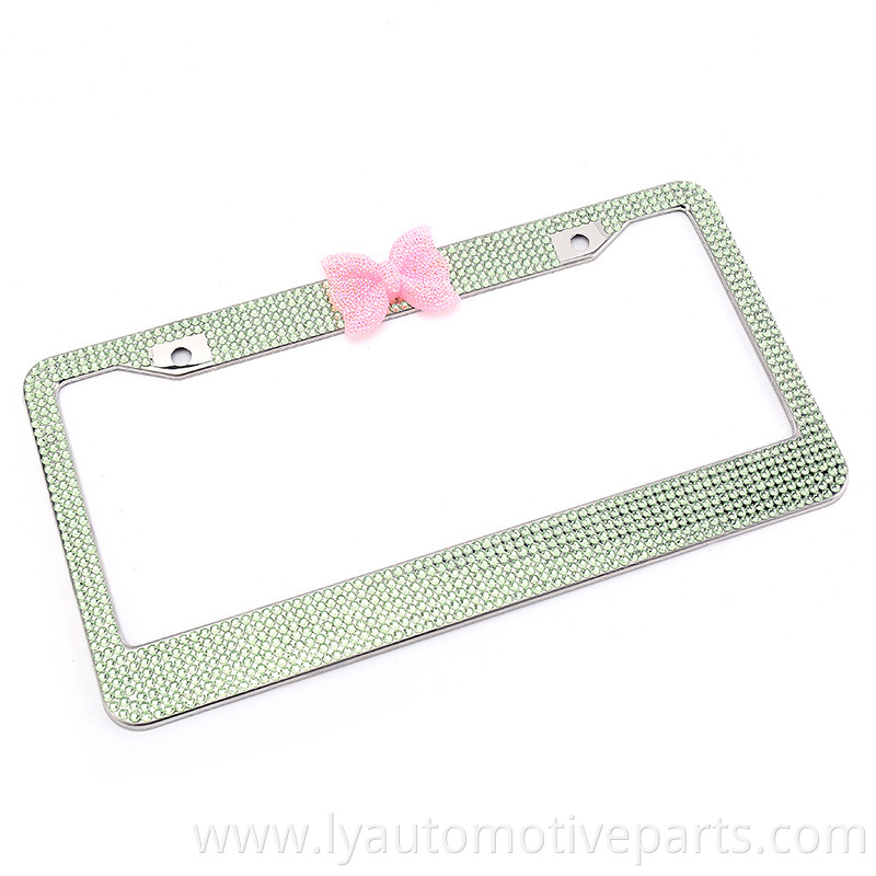 Bling Bling License Plate Frames -8 Row Pure Handmade Waterproof Glitter Rhinestones Crystal License Frames Plate for Cars